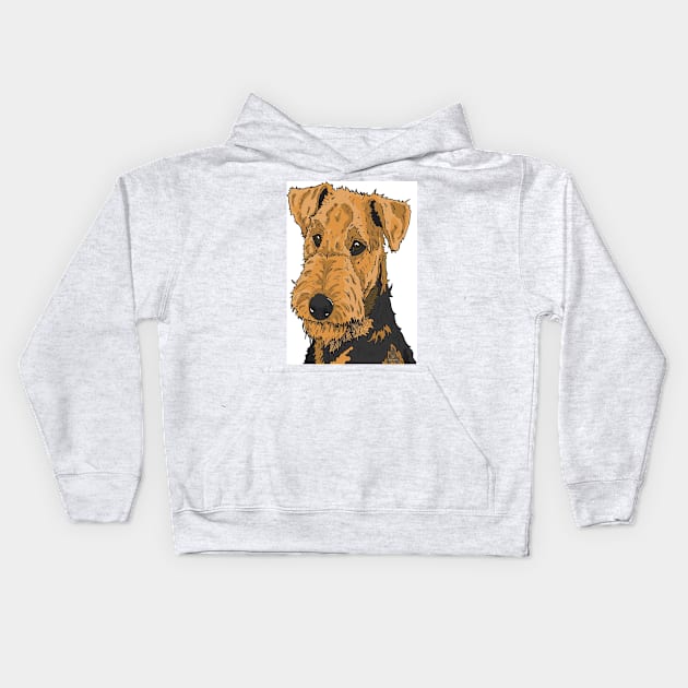 Airedale terrier Kids Hoodie by A.Delos Santos Artworks